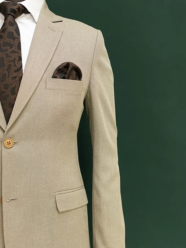 Khaki 2-piece 2-button Notch Lapel suit