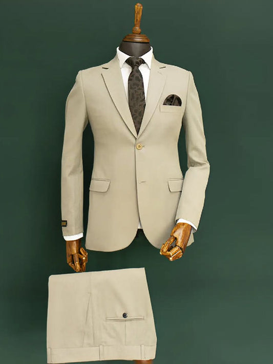 Khaki 2-piece 2-button Notch Lapel suit