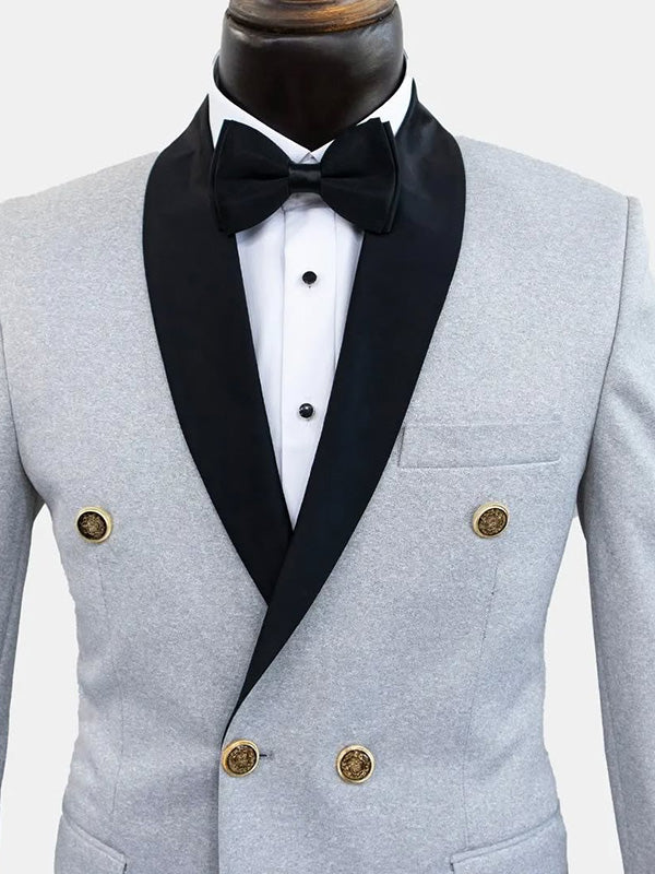 Light blue 2-piece double-breasted Shawl Lapel suit