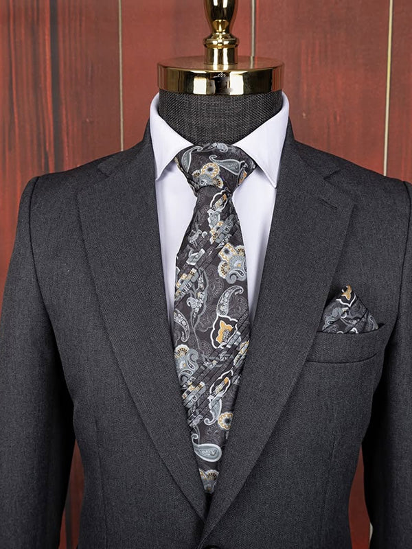 Grey 2 piece single breasted Notch Lapel suit