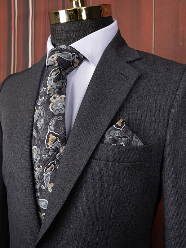 Grey 2 piece single breasted Notch Lapel suit
