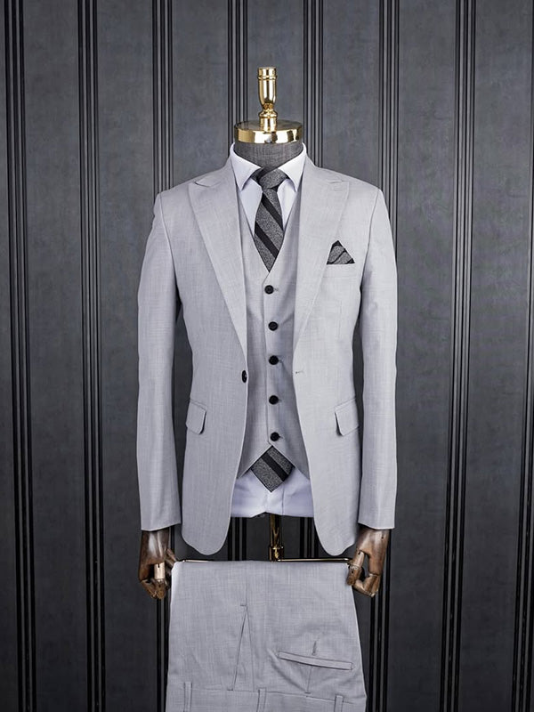 Grey 2-piece 1 button Peak Lapel suit