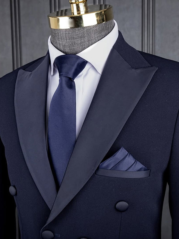 Black 2-piece Double breasted Peak Lapel suit