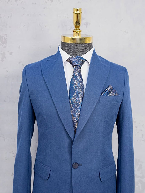 Blue 2 piece single breasted Peak Lapel suit