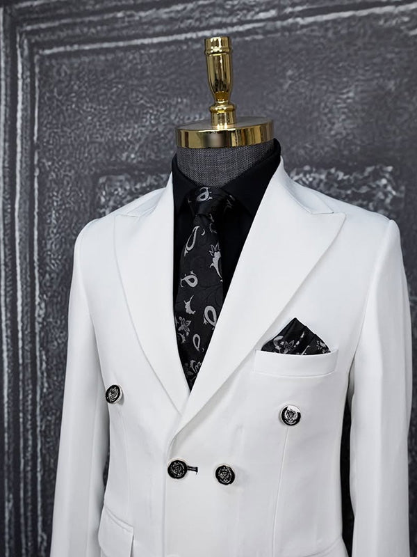 White 2-piece double-breasted Peak Lapel suit
