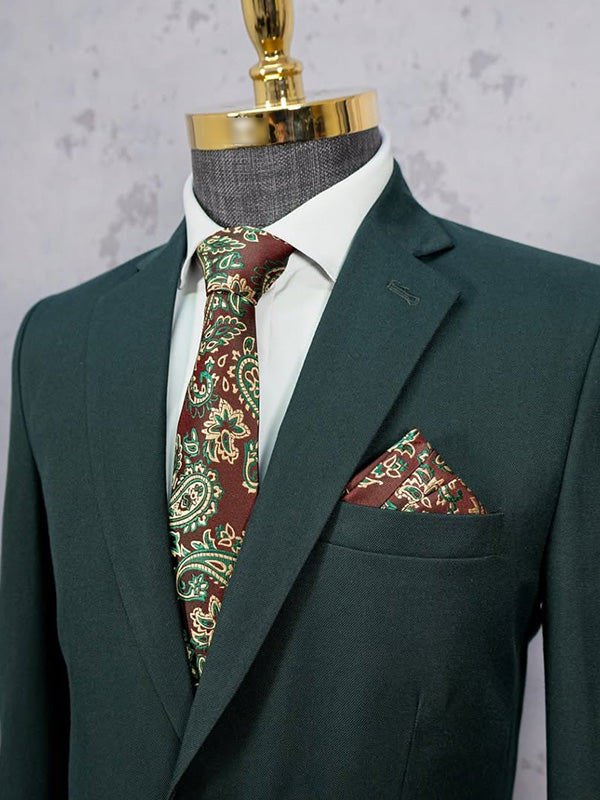 Green 2-piece single-breasted Notch Lapel suit