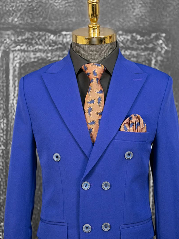 Blue 2-piece double-breasted Peak Lapel suit