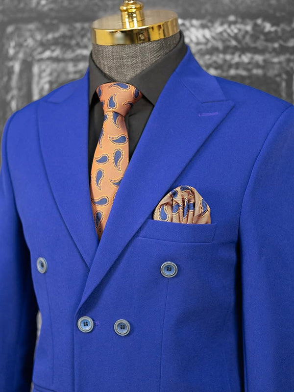 Blue 2-piece double-breasted Peak Lapel suit