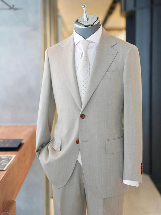 Grey 2-piece single-breasted Notch Lapel suit