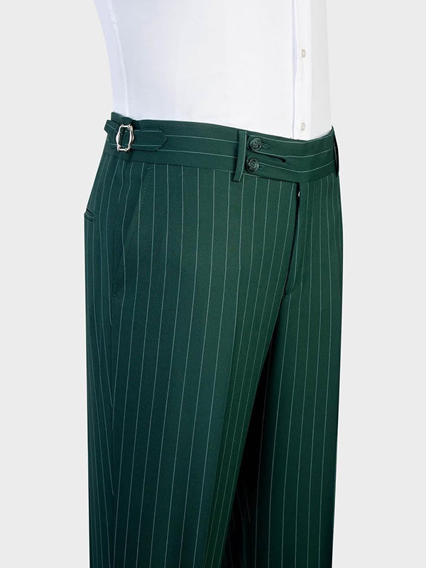 Green Stripe 3-piece single-breasted Peak Lapel suit