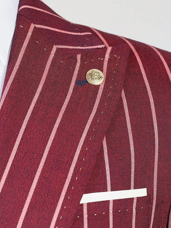 Red Striped 2-piece double breasted Peak Lapel suit