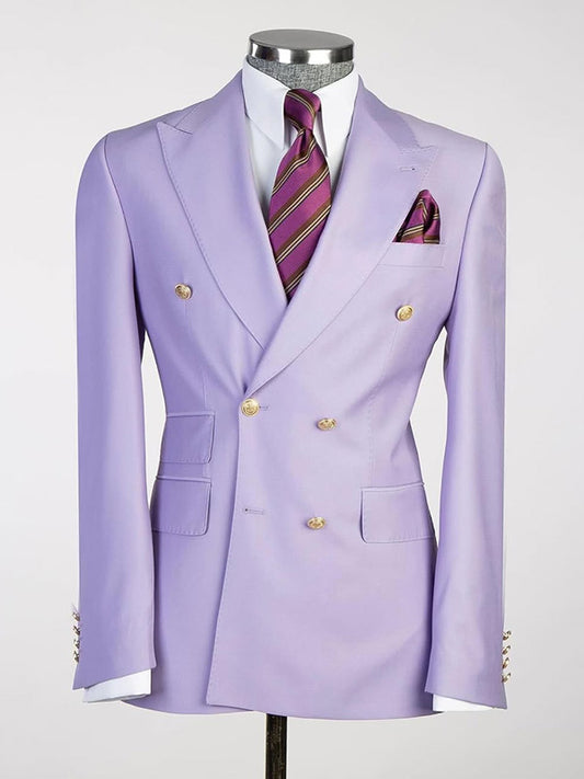 Light purple 2-piece double breasted Peak Lapel suit