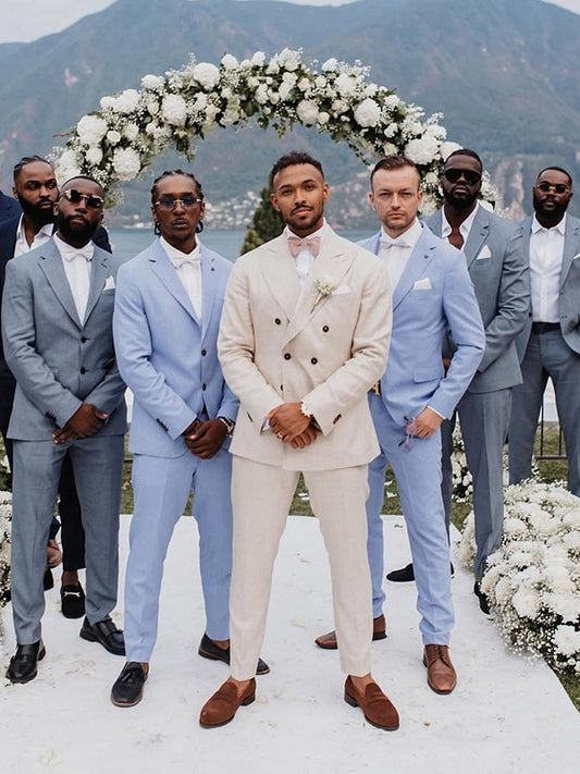 Apricot 2-piece double-breasted Peak Lapel suit