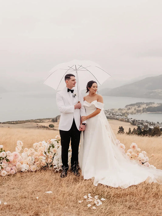 White 2-piece Single-breasted Shawl Lapel suit