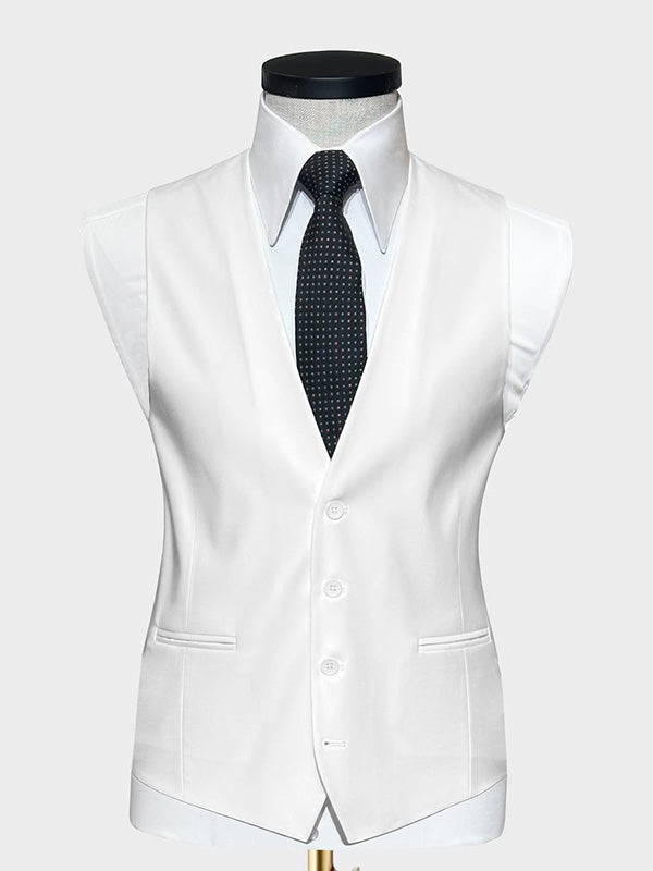 White 3-piece single-breasted Peak Lapel suit