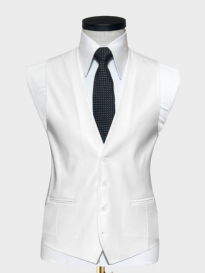 White 3-piece single-breasted Peak Lapel suit