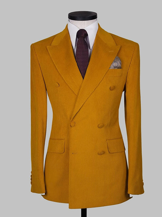 Gold 2-Piece Double Breasted Peak Lapel suit