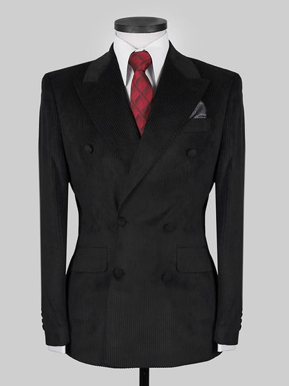 Black 2-Piece Double Breasted Peak Lapel suit
