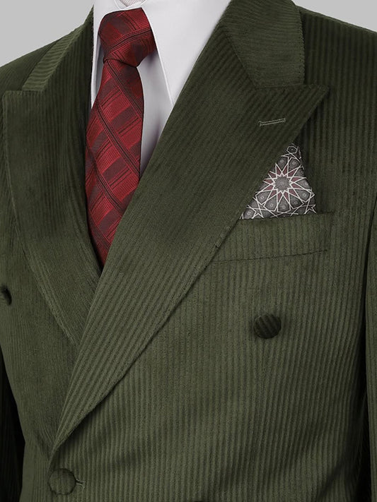 Green 2-Piece Double Breasted Peak Lapel suit