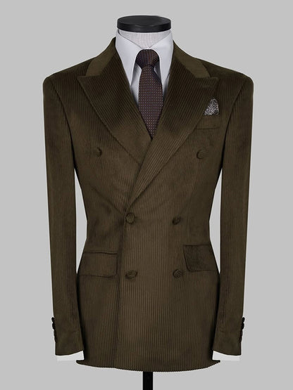 Dark Brown 2-Piece Double Breasted Peak Lapel suit
