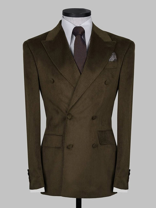 Dark Brown 2-Piece Double Breasted Peak Lapel suit