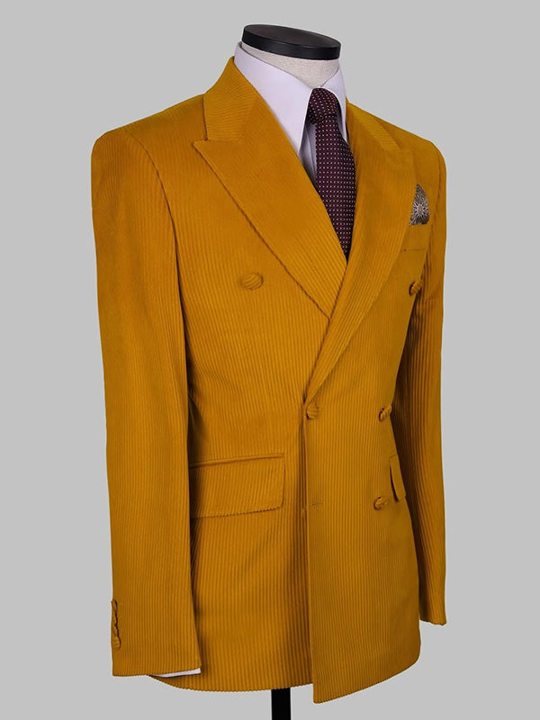 Gold 2-Piece Double Breasted Peak Lapel suit