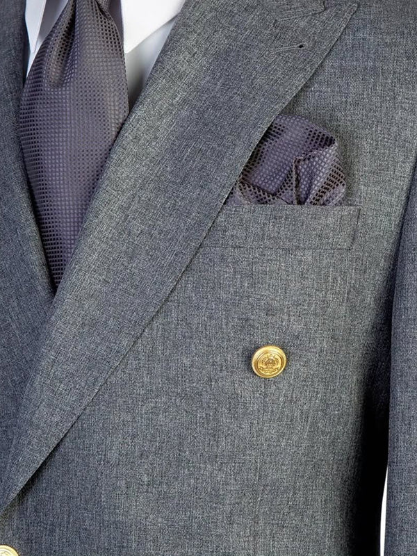 Dark gray 2-piece double-breasted Peak Lapel suit