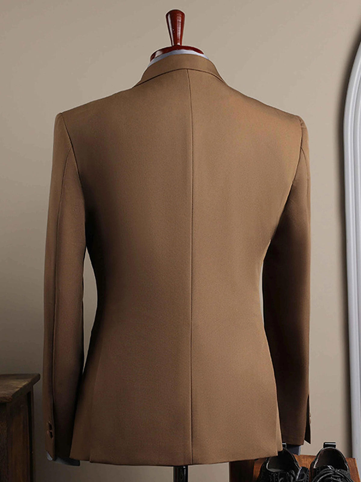 Brown 3 Piece Double Breasted Notch Lapel Suit