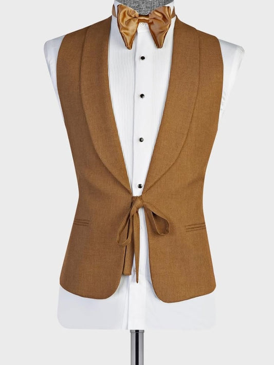 Golden yellow 3-piece 1-button Shawl Lapel suit