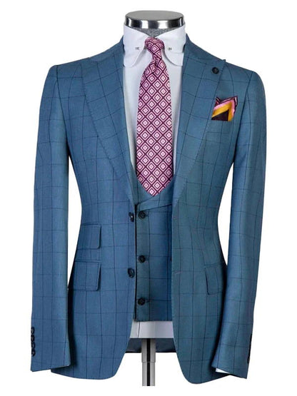 Plaid Peak Lapel 3-piece Suit