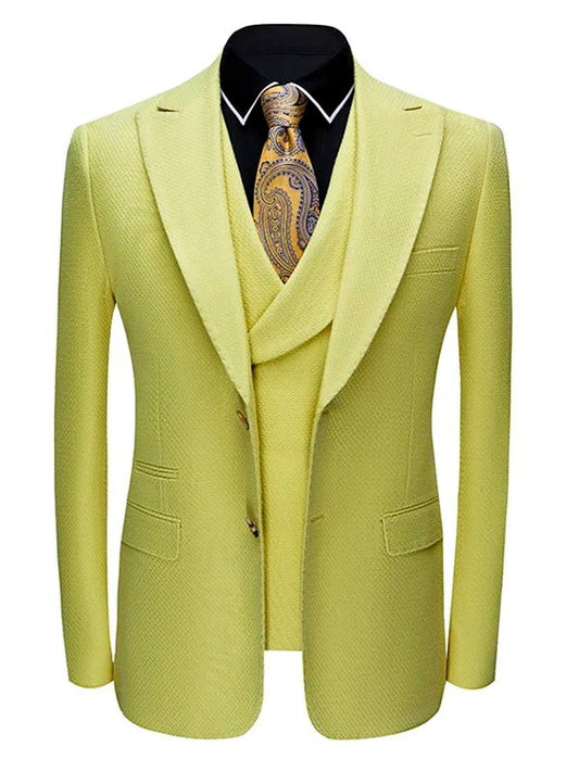 Yellow Single-breasted 3-piece Suit