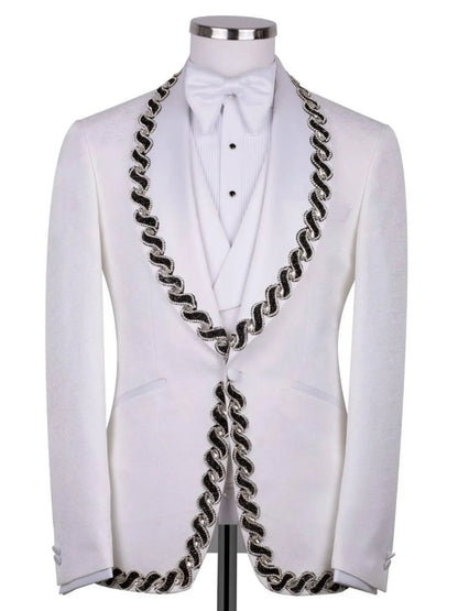 Men’s White Shawl Lapel Tuxedo Prom & Wedding Suit