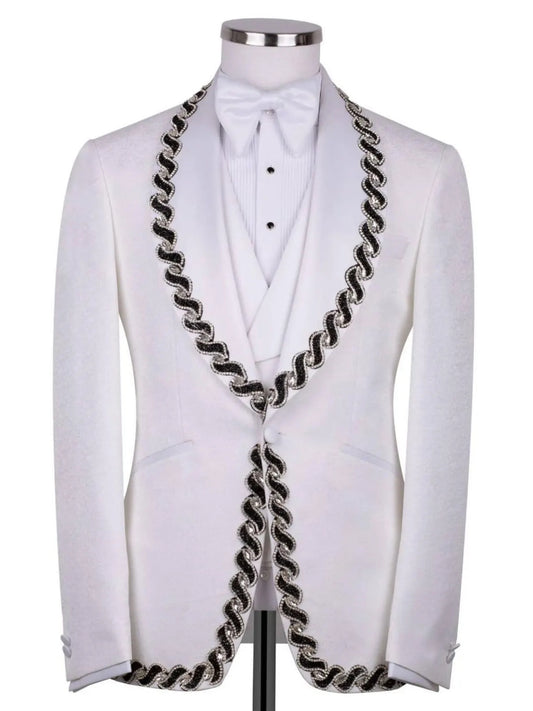 Men’s White Shawl Lapel Tuxedo Prom & Wedding Suit