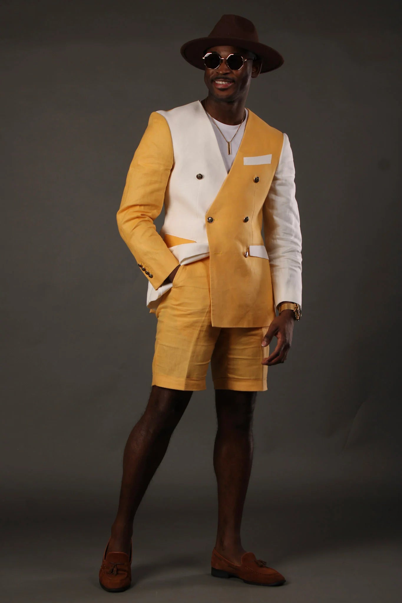 Linen Two-tone 2-piece Suit