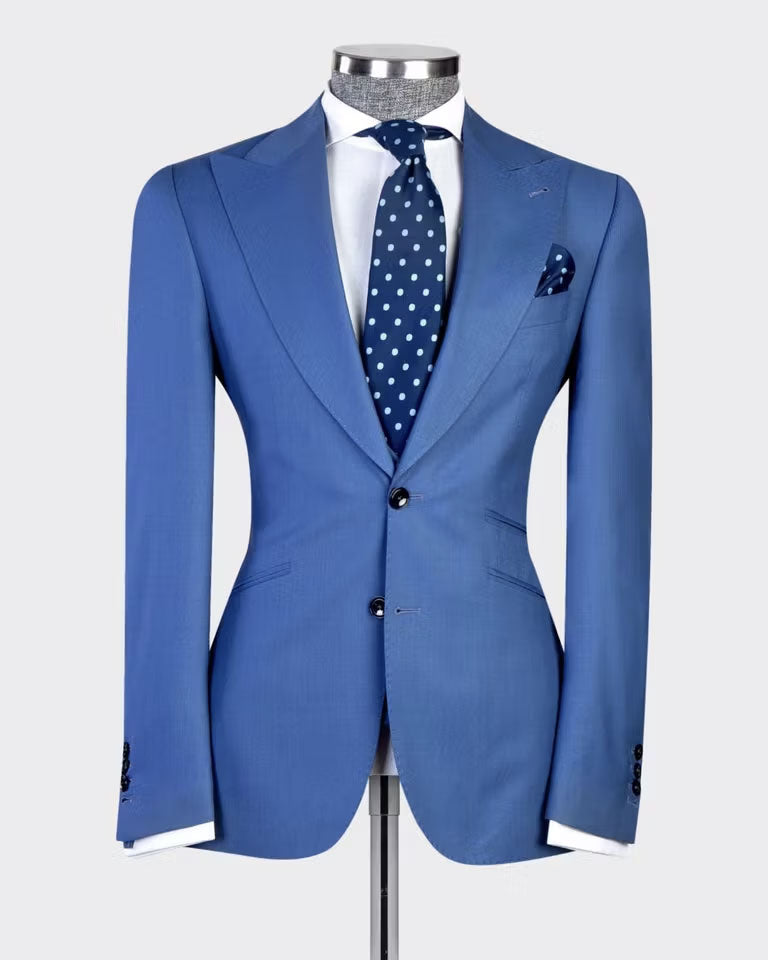 Men's Peak Lapel 3-piece Suit in Blue