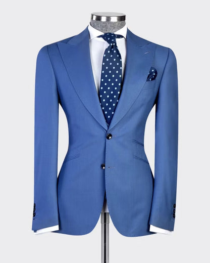 Men's Peak Lapel 3-piece Suit in Blue