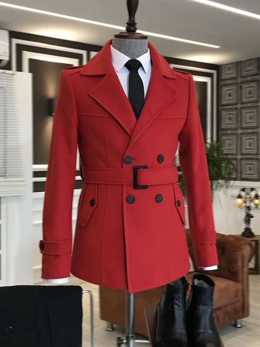 Red Double-Breasted Peak Lapel 2 piece Suit