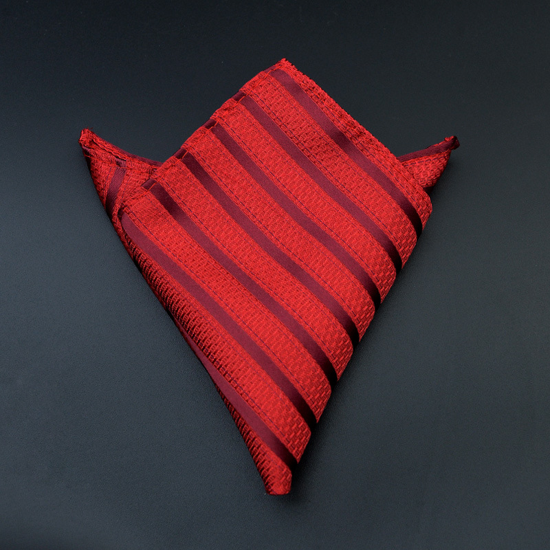 New Versatile Red Striped Pocket Square
