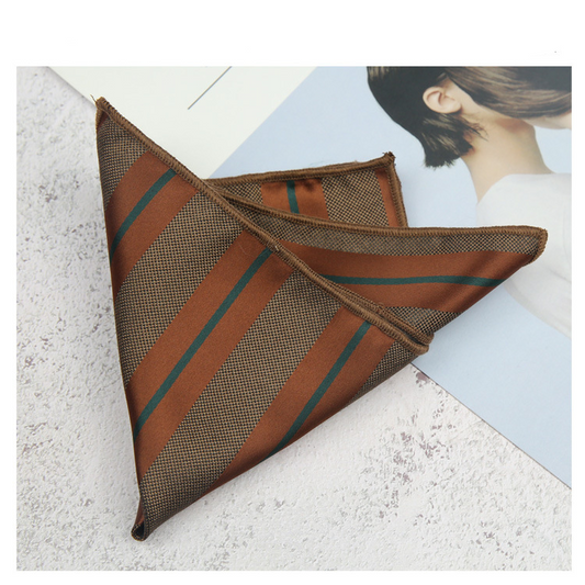 Coffee Striped Pocket Square