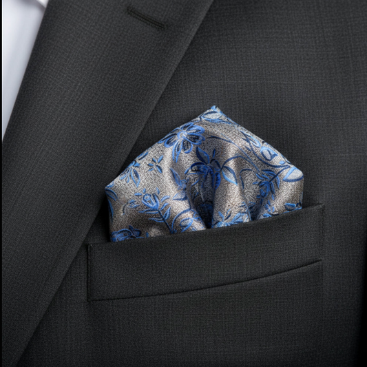 Men’s Blue Jacquard Pocket Square