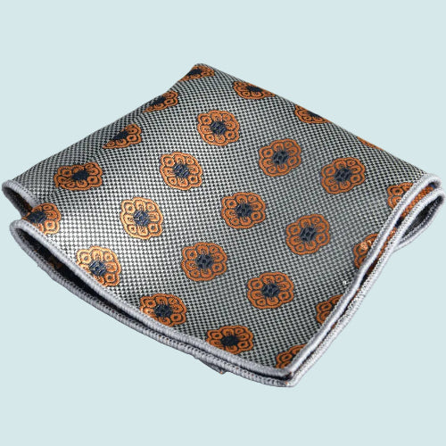 Men’s Gray Print Pocket Square