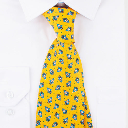 Men’s Vintage Yellow Printed Tie