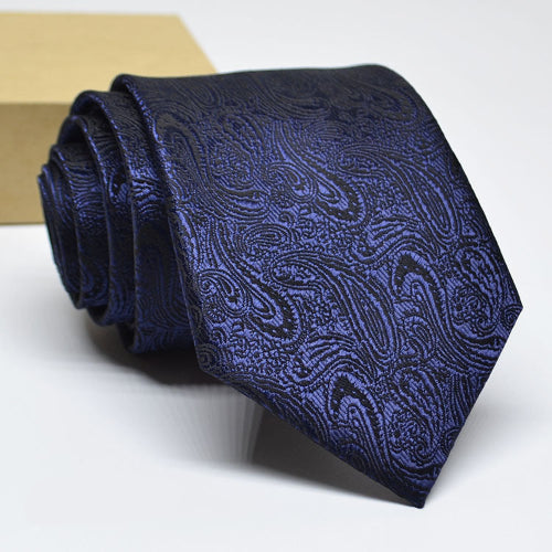 Men’s Casual & Formal 1200-Stitch High-Density Dark Blue Printed Tie