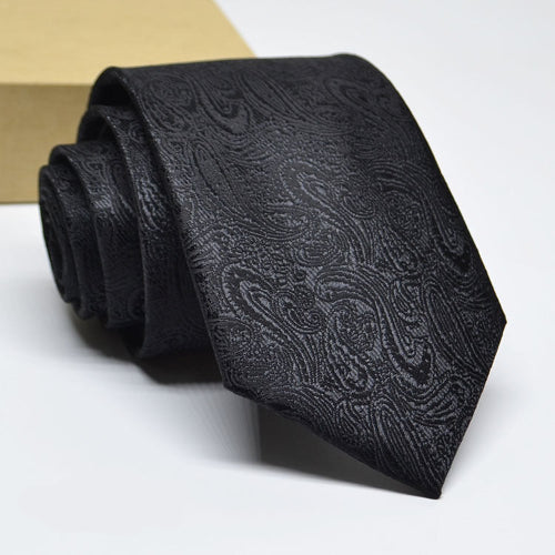 Men’s Casual & Formal 1200-Stitch High-Density Black Printed Tie