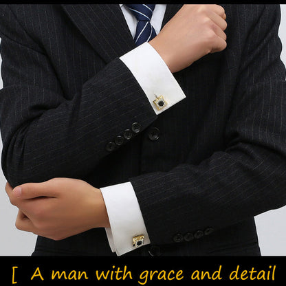 Men’s Rose Gold-Tone White Crystal Formal Cufflinks