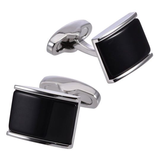 Men’s French Cufflinks with Black Agate