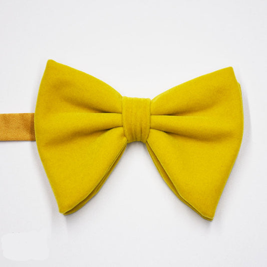Yellow Velvet Oversized Bow Tie for Tuxedo & Suit