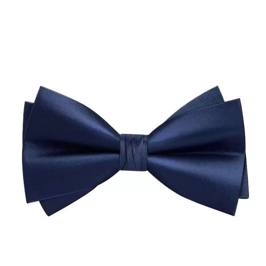 Men’s Blue British Style Double-Layer Bow Tie for Groom & Groomsmen