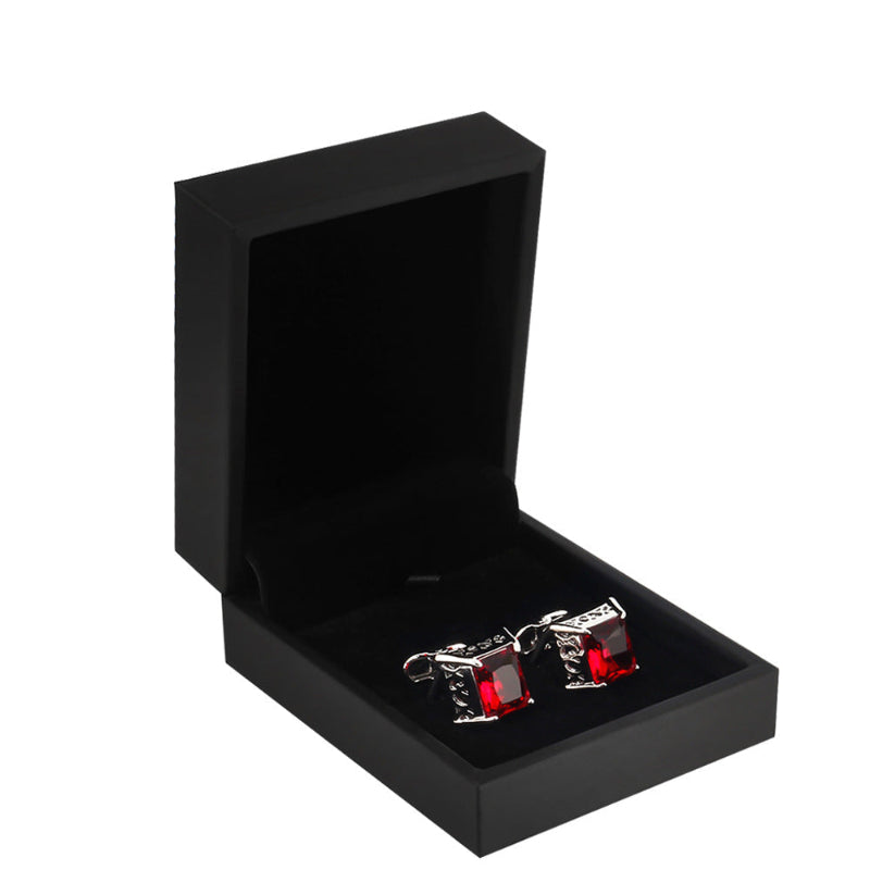 Luxury Red Crystal Cufflinks for Men – Zircon Inlaid French Shirt Cuff Links