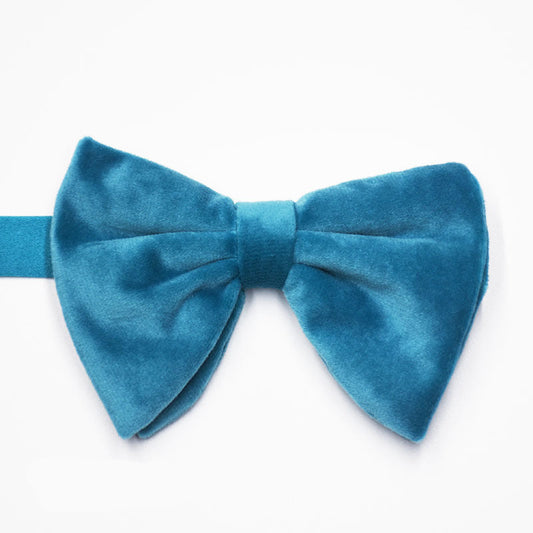 Lake blue Velvet Oversized Bow Tie for Tuxedo & Suit
